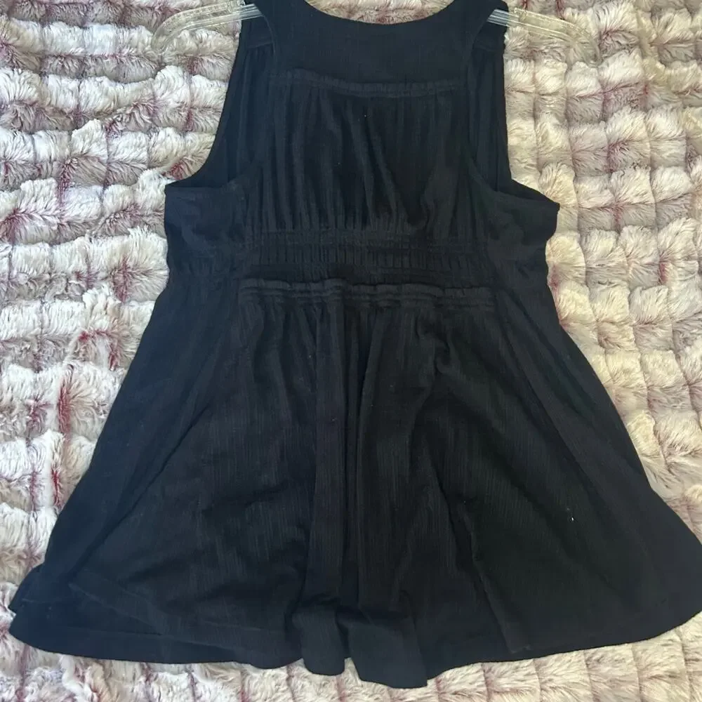 Free people plunging neckline sleeveless boho flowy tank women Small Petite